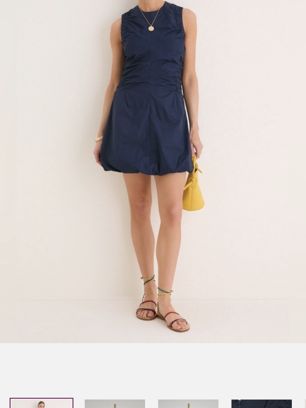Navy Bubble Hem A-Line Dress